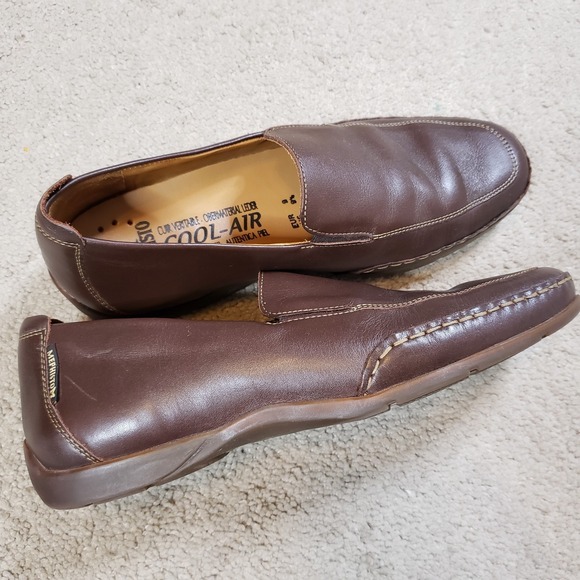 Mephisto Shoes Mens 9.5 Brown Leather Loafers Slip On Comfort Cool Air Casual